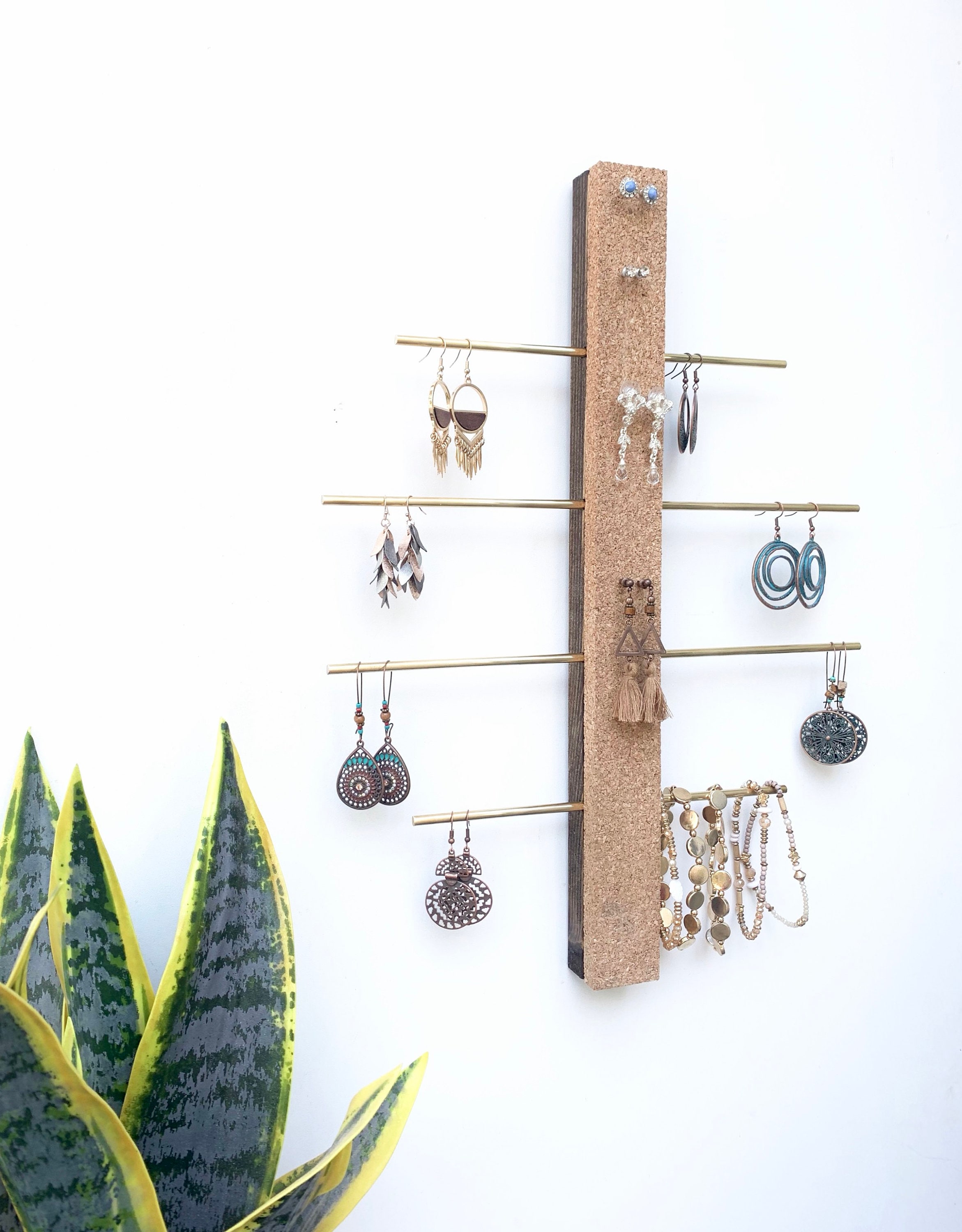 Cork Stud Earring Organizer Single Dangle Earring Holder Wall