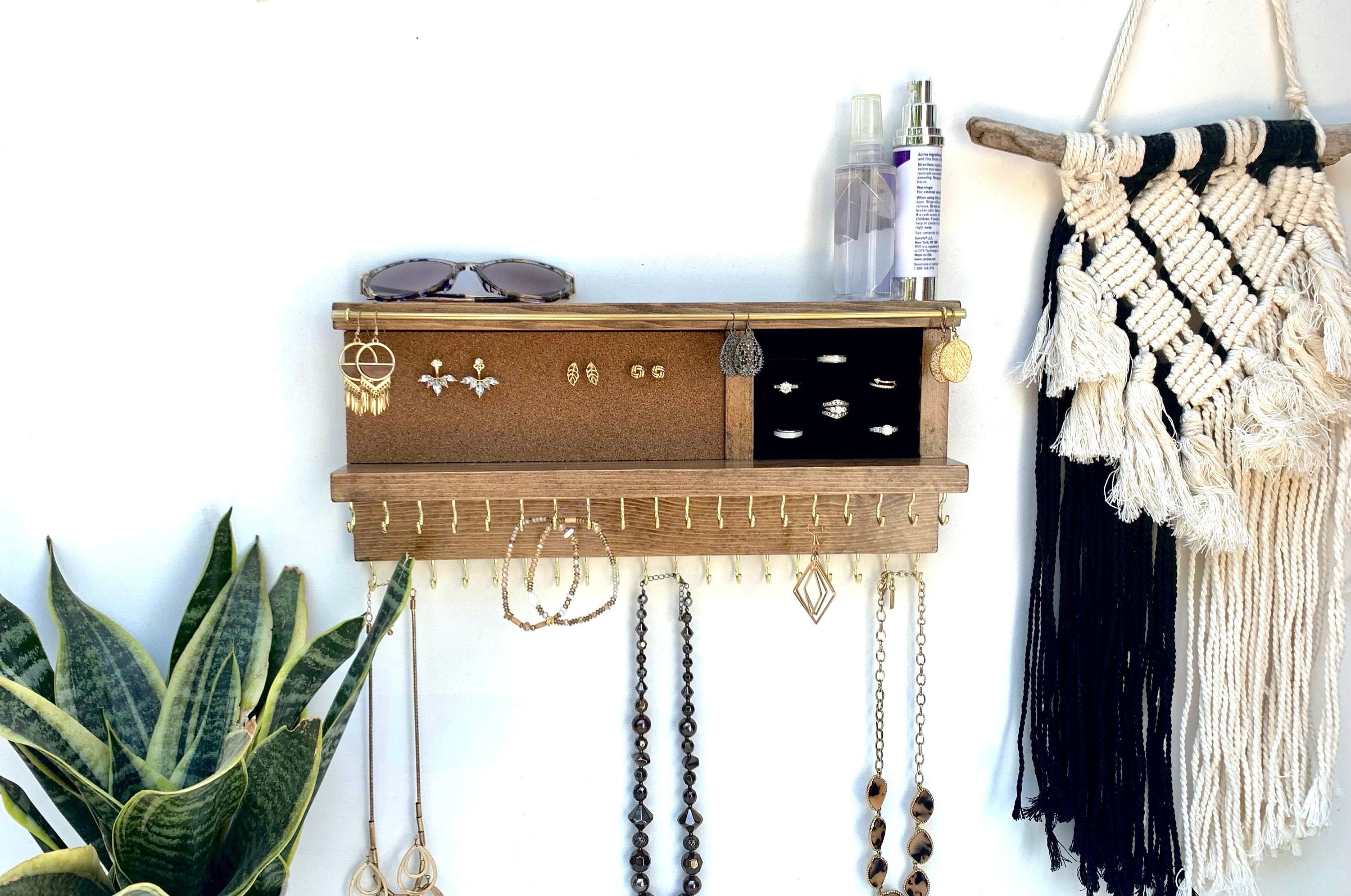 Necklace Rack, Wall Mounted, Jewelry Holder with Hooks