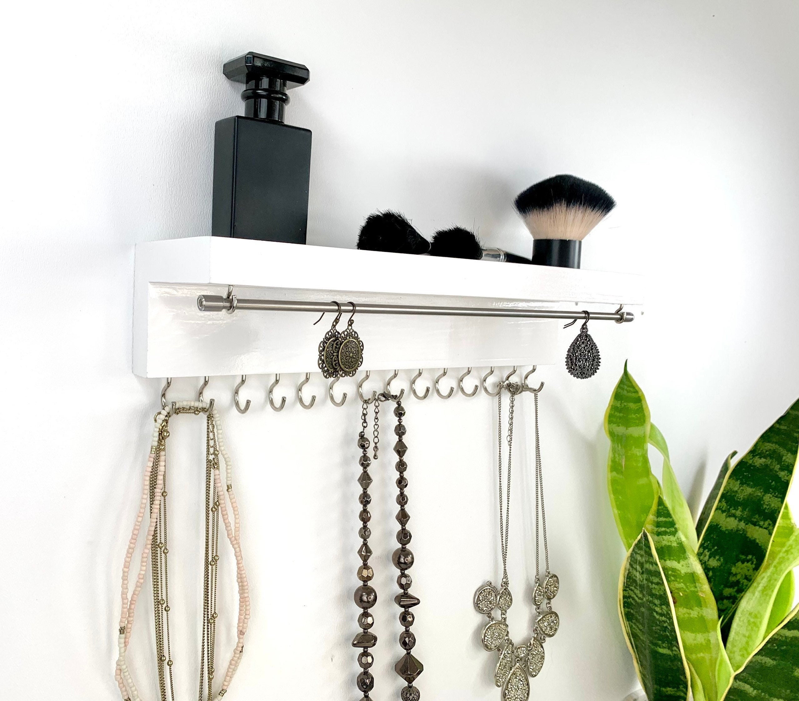 Jewelry Organizer With Shelf | Double Necklace Holder | Stud Earring a