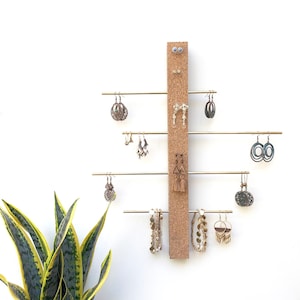 Jewelry Organizer Wall Mount | Cork Earring Holder | Minimalist Earring Holder | Jewelry Tree