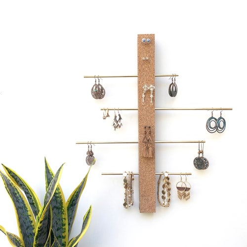 Jewelry Tree Cork Earring Holder Minimalist Earring Holder Etsy