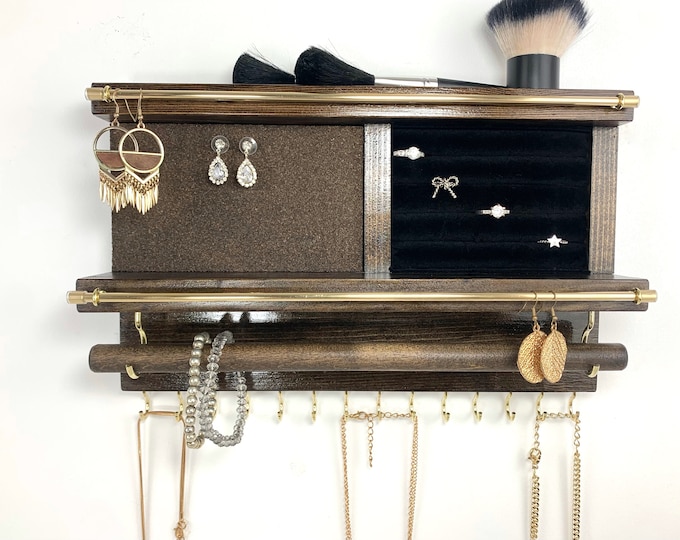Complete All-In-One Jewelry Organizer 12” Ring Organizer | Stud Earring Holder | Dangle Earring Holder | Necklace Holder