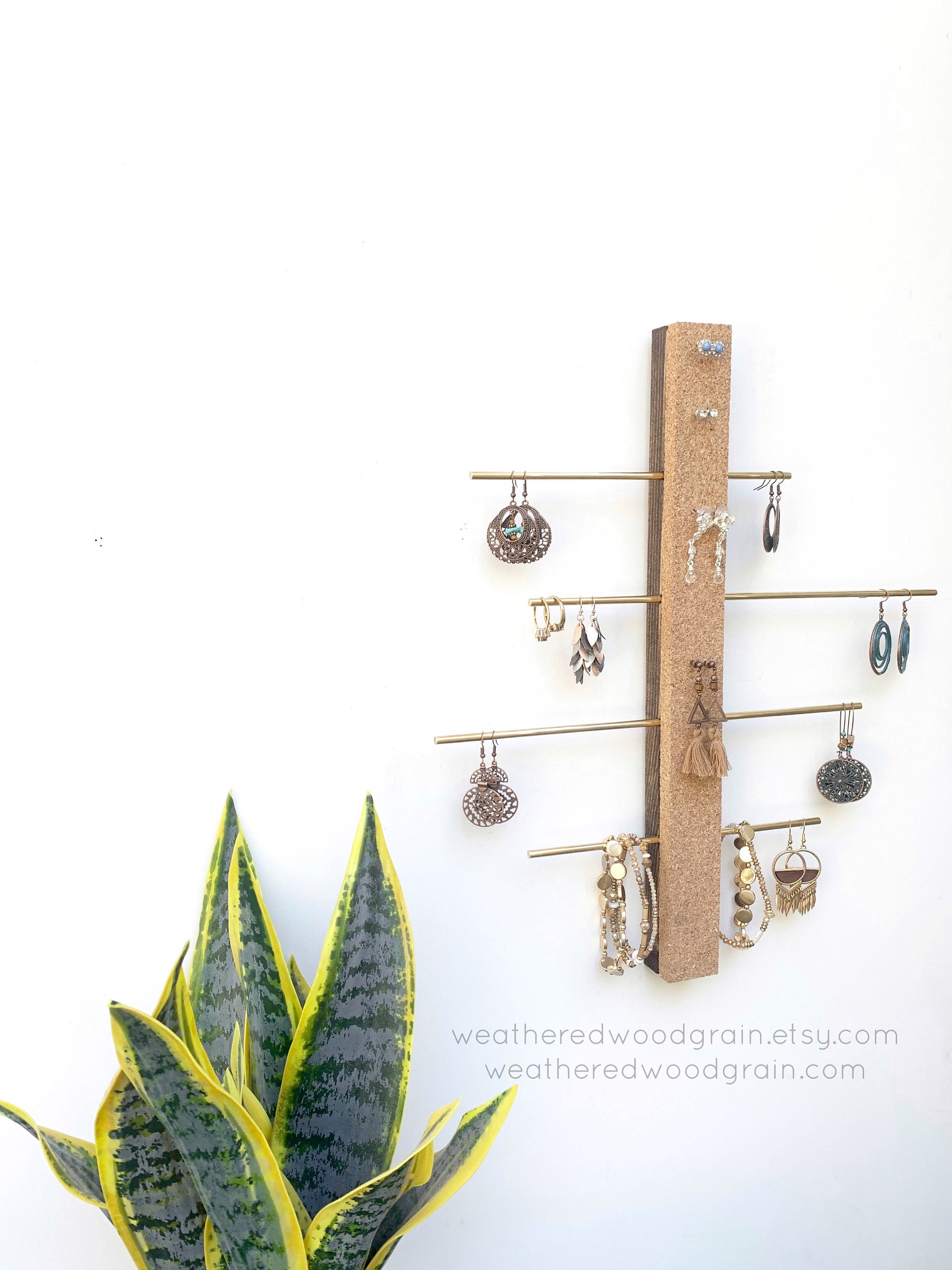 Jewelry Organizer Wall Mount, Cork Earring Holder