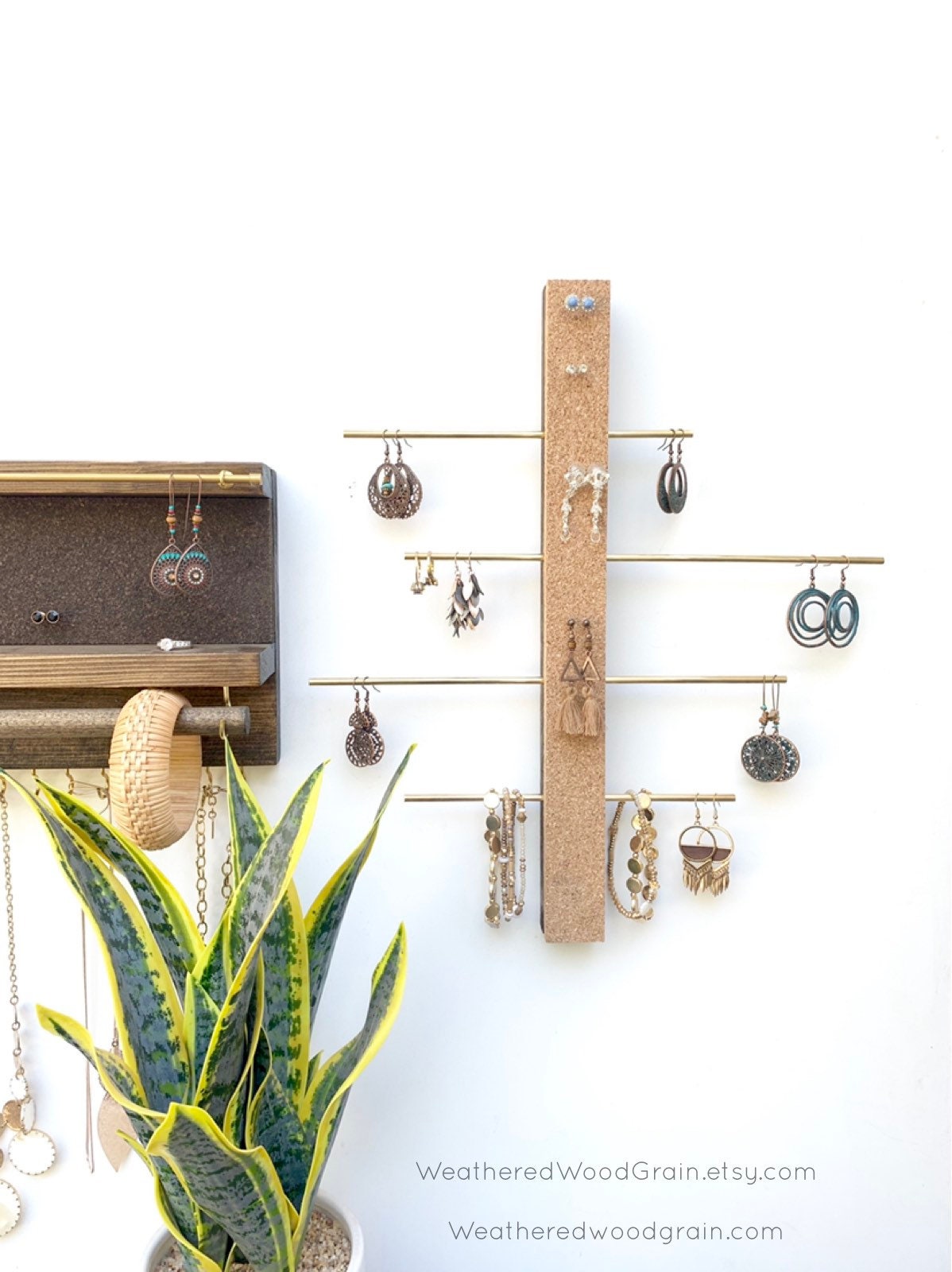 Jewelry Organizer Wall Mount, Cork Earring Holder