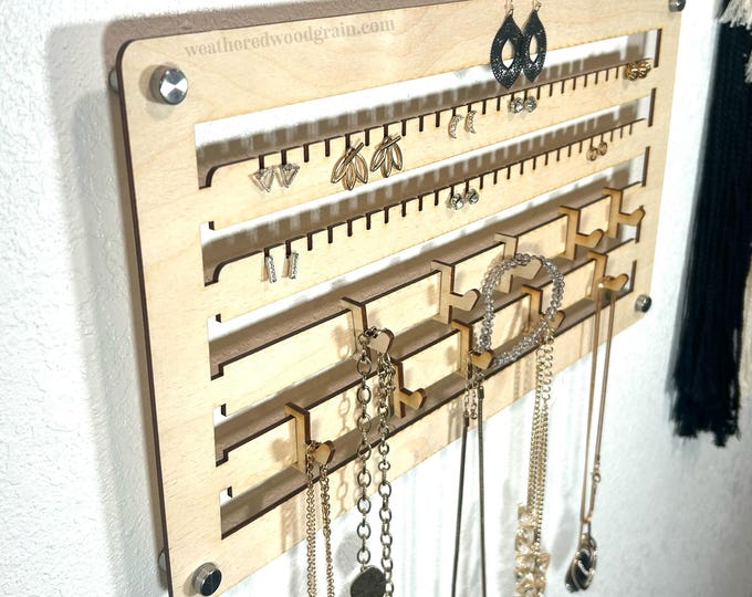 Stylish Jewelry Organizer, Minimalist Design, Earring Holder, Necklace Holder, Perfect for Teens
