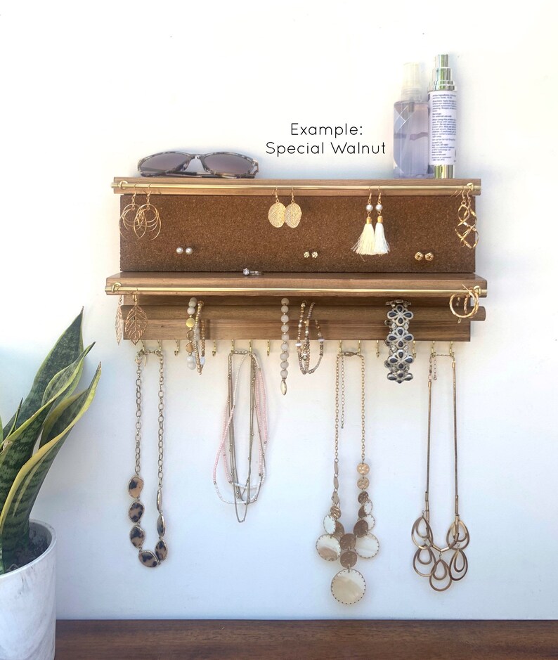 Jewelry Organizer With Extra Earring Bar Cork Earring Holder Etsy