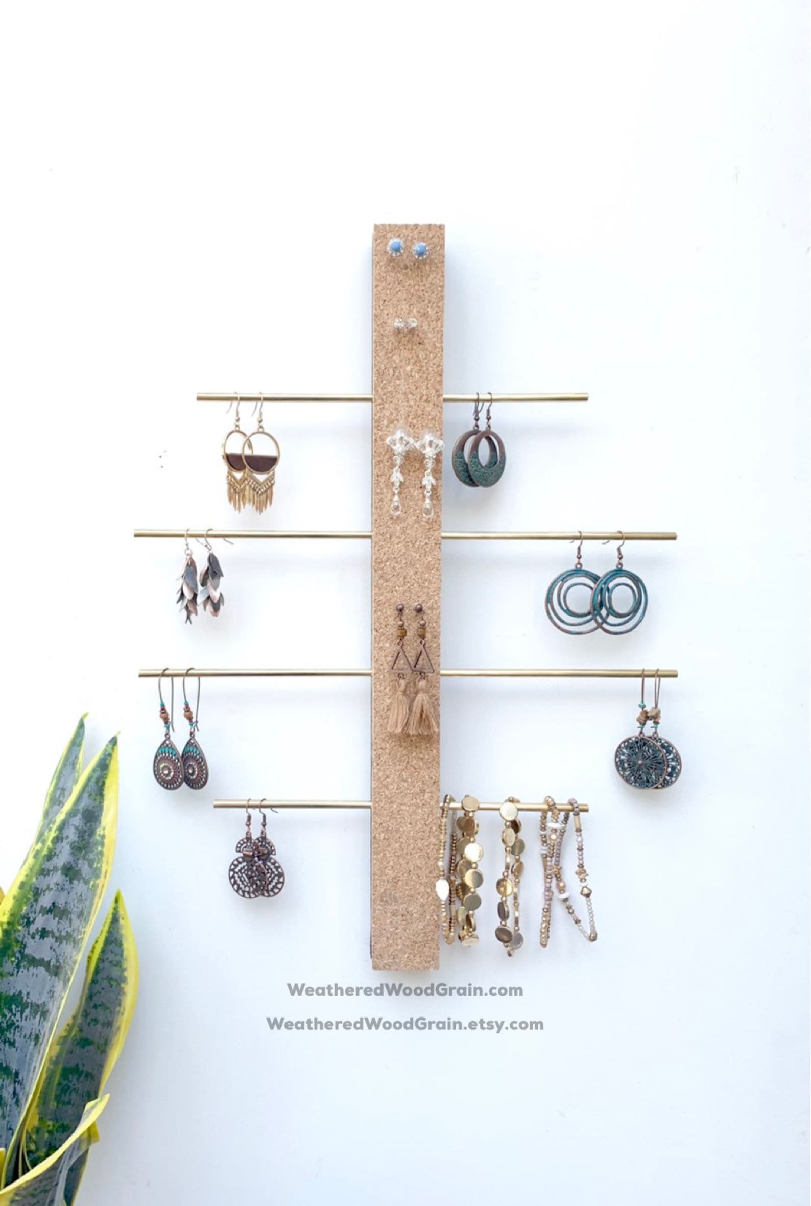 Jewelry Tree Cork Earring Holder Minimalist Earring Holder Etsy