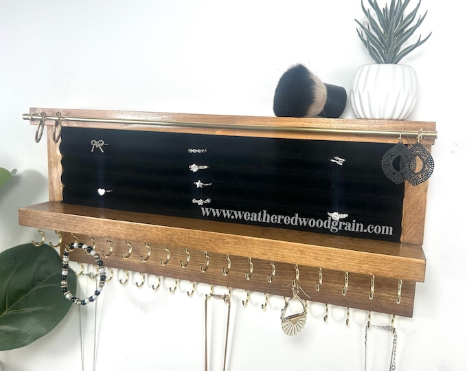 Complete All-In-One Jewelry Organizer with Ring Organizer | Dangle Earring Holder | Necklace Holder