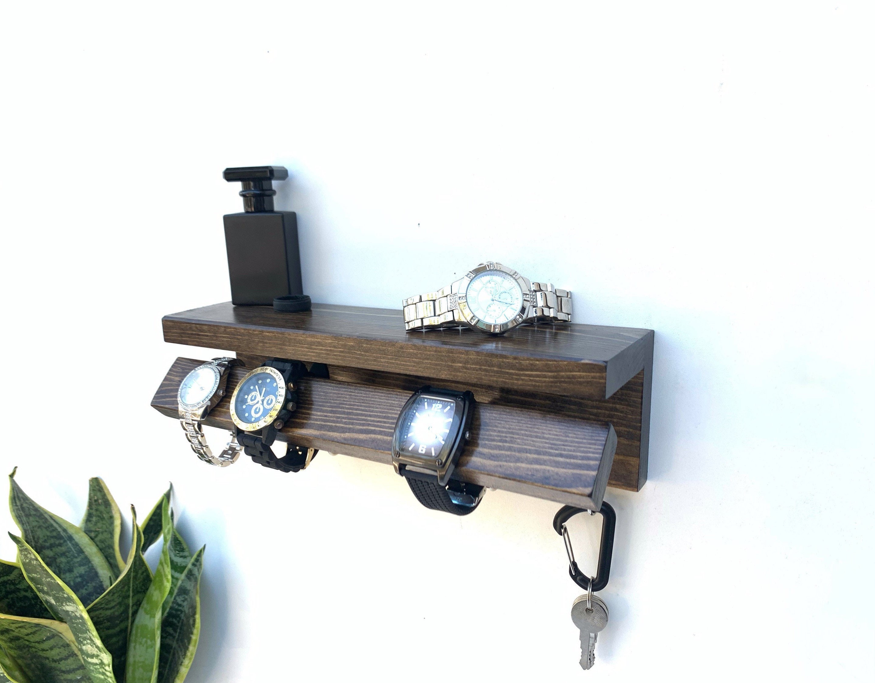 Watch Organizer, Wall Mount Watch Holder, Key Holder Shelf