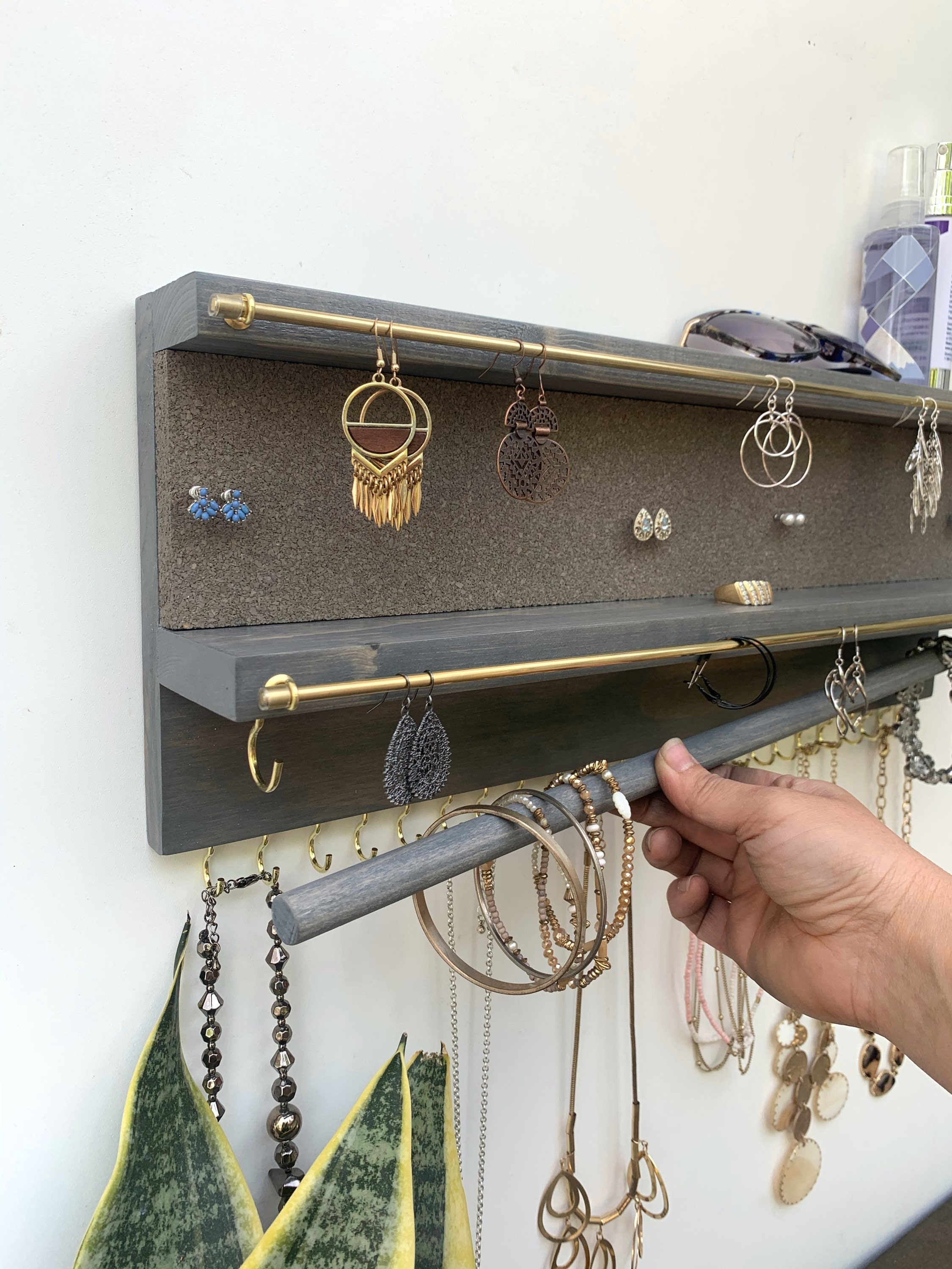 Jewelry Organizer With Extra Earring Bar