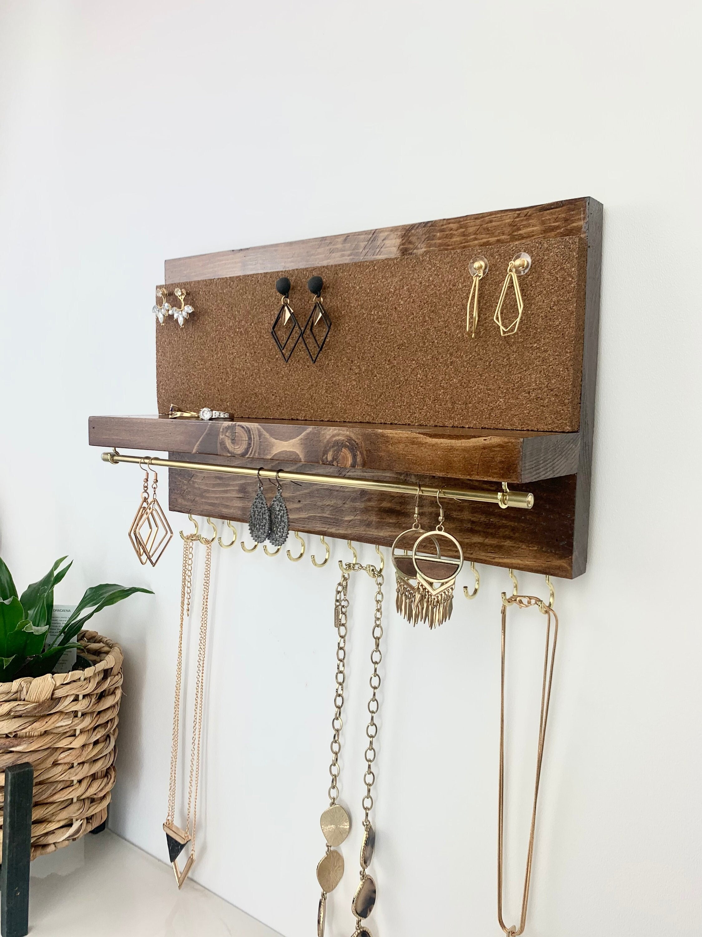 Jewelry Organizer Wall Mount, Cork Earring Holder