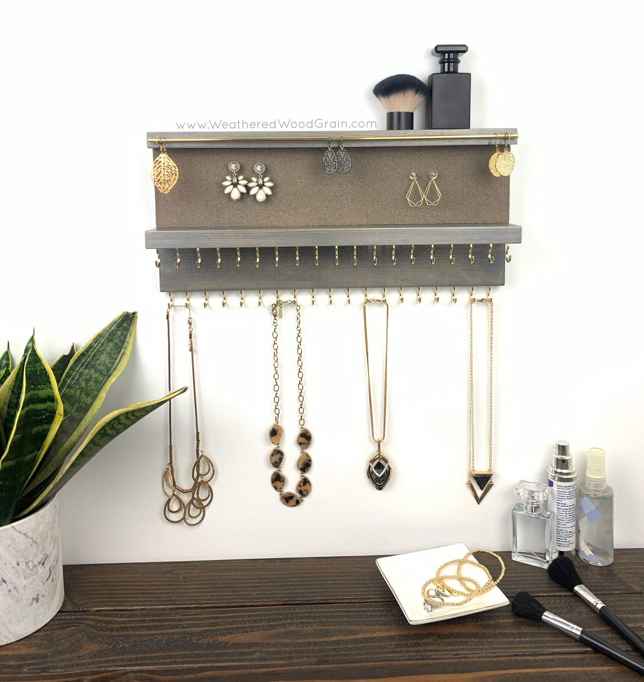 Wall Jewelry Organizer With Shelf