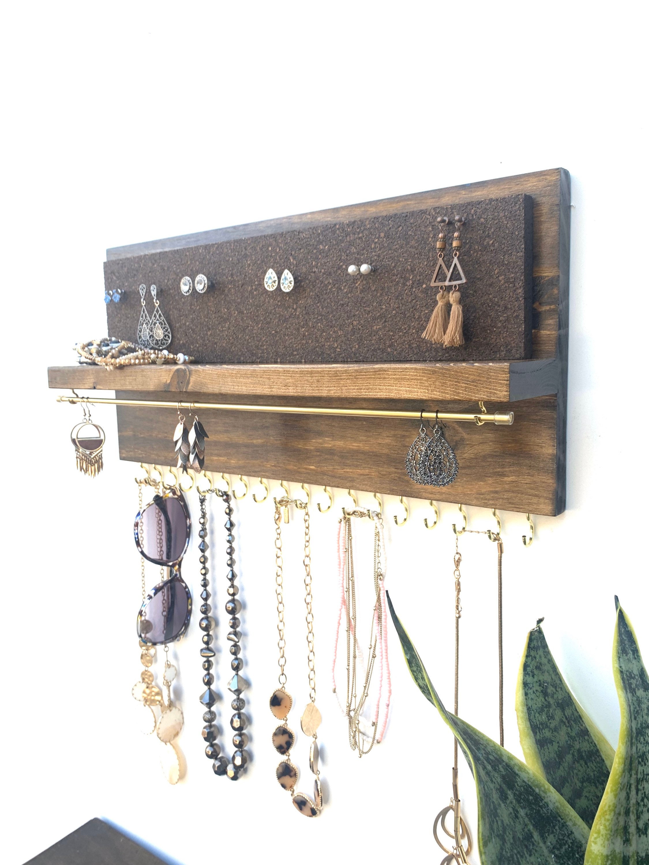 Stud Earring Holder Wood Jewelry Organizer Cork Earring Holder