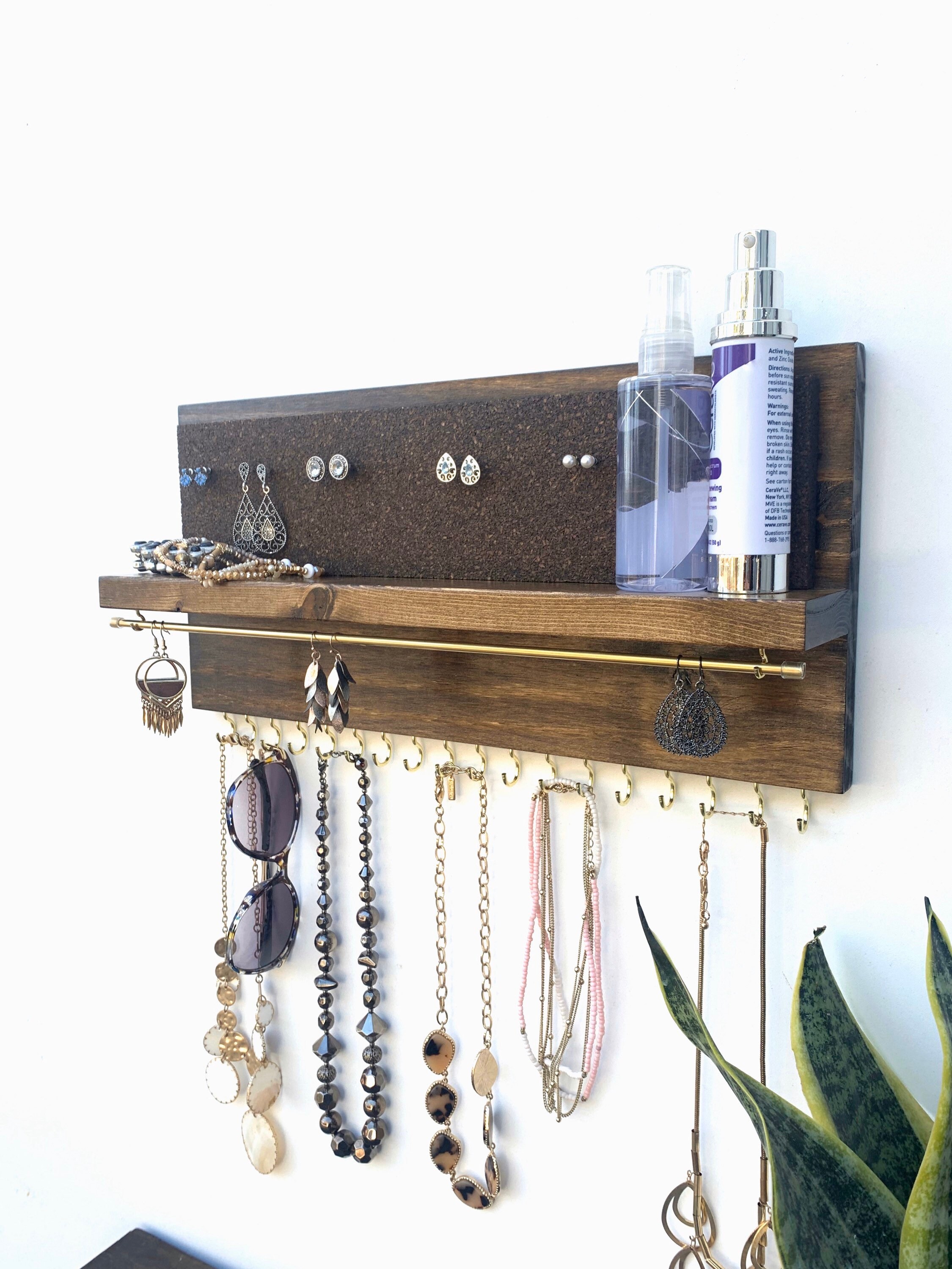 Stud Earring Holder Wood Jewelry Organizer Cork Earring Etsy