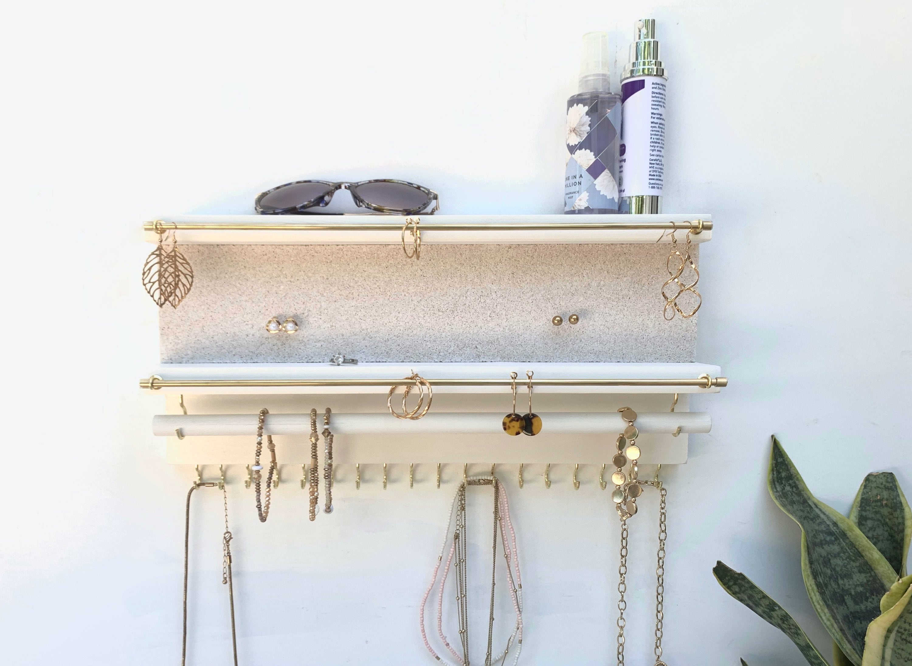 Jewelry Organizer With Extra Earring Bar Cork Earring Holder Etsy