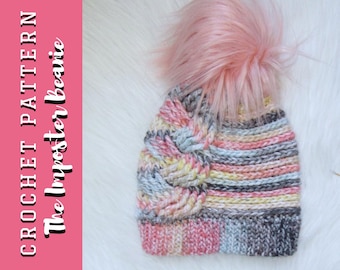 The Imposter Beanie PATTERN *Cable Slouch Beanie*  Crochet Pattern  PDF photos