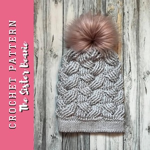 The Sister Beanie Crochet Pattern Cable Slouch Beanie Crochet PDF Pattern Photo Tutorial image 1