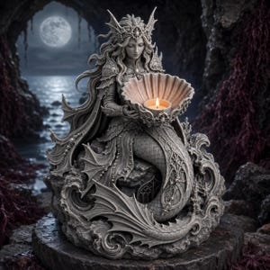 Mermaid Tealight Holder STL | Fantasy Sea Siren Candle Stand (Digital Download)