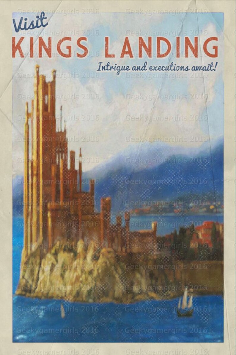 Kings Landing Travel Poster GOT poster Vintage look print Etsy