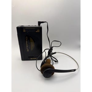 Vintage Sharp AM FM Stereo Cassette Player Portable Walkman Style Headphones