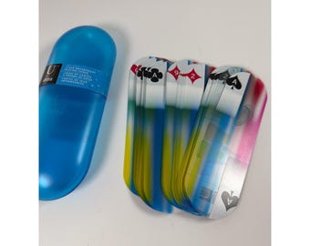 Umbra Ante Aqua Clear Waterproof Playing Cards with Blue Travel Case Multi Color