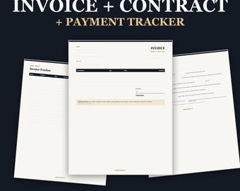 Plantilla de factura para autónomos (imprimible) / Plantilla de contrato para autónomos / Kit de seguimiento de pagos / Descarga digital para pequeñas empresas