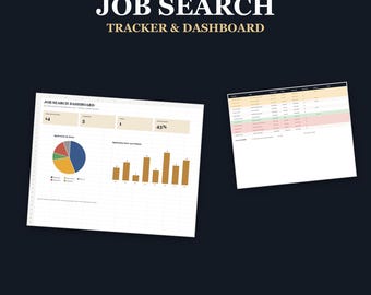 Hoja de cálculo/panel de control automático para el seguimiento de búsquedas de empleo en tiempo real, gráficos y estado (Excel/Google Sheets)