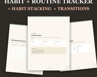 Rastreador de hábitos para neurodivergentes imprimible / Creador de rutinas / Ayuda para la transición a la acumulación de hábitos / Descarga digital sin fecha para TDAH