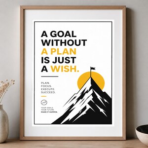Achieving Goals Quotes Wall Art, Motivational Remote Worker Posters (Digital Download)