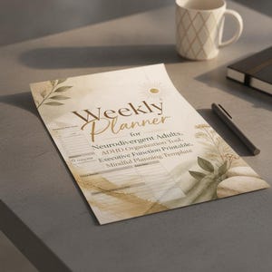 Weekly Planner for Neurodivergent Adults, ADHD Organization Tool, Executive Function Printable, Mindful Planning Template
