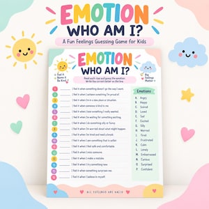 Emotion Who Am I Game, Printable Feelings Guessing Game for Teens & Adults, Emotional Wellness Group Activity, Therapy Icebreaker