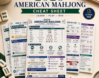 2026 American Mahjong Cheat Sheet Printable | Visual Guide & Hand Examples | Beginner Reference | Digital Download