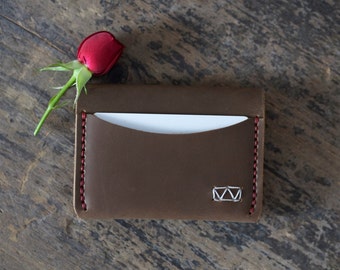 Portefeuille en cuir pleine fleur cousu main | Design minimaliste à 3 poches | Madison