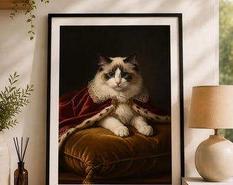 Custom Royal Pet Portrait, Renaissance Pet Art, Dog Cat Print (A4 A3)