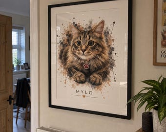 Custom Watercolour Pet Portrait, Personalised Dog or Cat Art Print