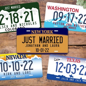 Personalized Custom Wedding State License Plate, Just Married State Name Wedding Date, State Vanity License Plate Personalized