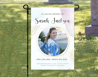 Personalized Photo Memorial Cemetery Flag, Custom Memorial Garden Flag, In Loving Memory Decoration, Cemetery Decoration