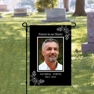 Personalized Photo Memorial Cemetery Flag, Custom Memorial Garden Flag, In Memory Decoration, Cemetery Decoration