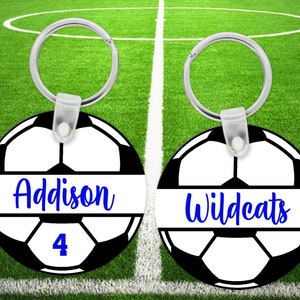 Soccer Name Bag Tag | Personalized Team Soccer Keychain | Soccer Luggage Tag | Sports Bag Tag