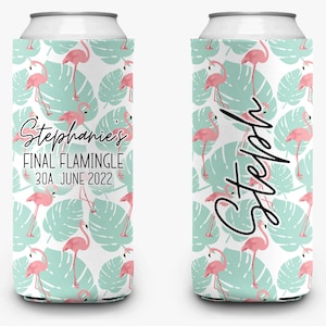 Flamingo Event Can Cooler Tropical Party Huggers Personalized Can Cooler Sleeve