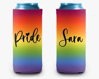 Rainbow Ombre Can Cooler Personalized Pride Month Can Cooler Sleeve