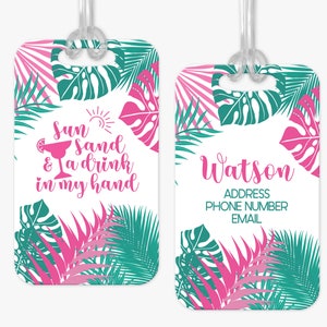 Personalized Luggage Tag, Sun Sand Beach Luggage Tag, Vacation Bag Tag, Custom Luggage Tags, Girls Trip Bag Tag