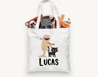 Personalized Halloween Mummy Trick or Treat Bag, Personalized Halloween Bag ,Custom Kids Halloween Bag