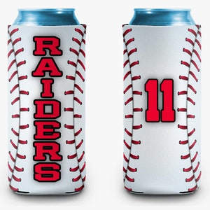 Baseball Stitch Can Cooler Personalized Team Number Can Cooler Sleeve Slim and Regular Size