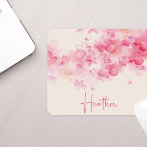 Personalized Mousepad Pink Floral Watercolor Personalized Floral Mouse pad