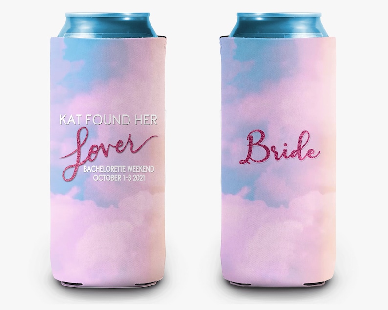 Bachelorette Party Can Cooler Lover Theme Bridal Party Theme Personalized Can Cooler Sleeve 