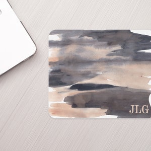 Personalized Mousepad Neutral Watercolor Personalized Monogram Mouse pad