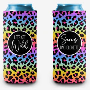 Animal Print Ombre Can Cooler Party Huggers Bachelorette Trip Personalized Can Cooler Sleeve