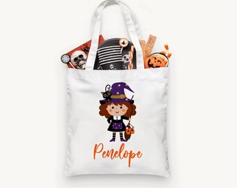 Personalized Halloween Witch Trick or Treat Bag, Personalized Halloween Bag ,Custom Kids Halloween Bag