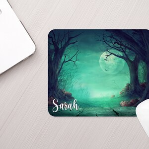 Personalized Spooky Halloween Mouse Pad Personalized Fall Theme Mousepad